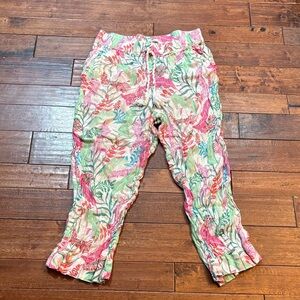 Cynthia Rowley 100% linen floral pants sz XL